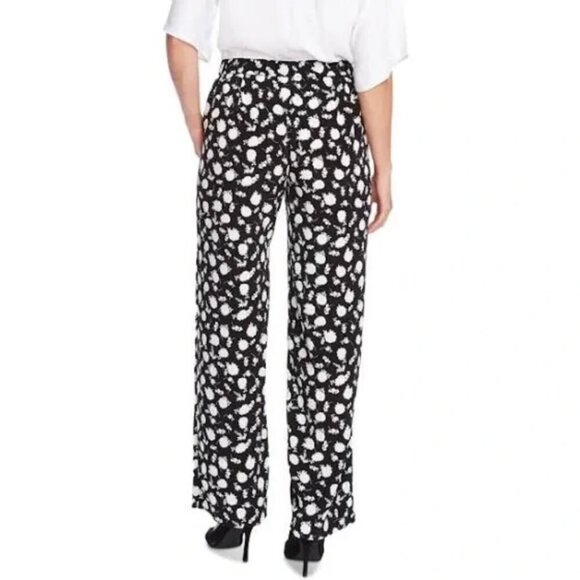 Vince Camuto Black and White Floral Wide Leg Pant Size 14 - Picture 2 of 12